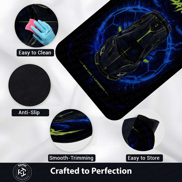 Predator Mode Lamborghini Area flat Rug | Blue Lock x Lamborghini Inspired Gaming flat Rug | Anti-Slip 3 mm Large Floor Mat for Bedroom, Gaming Room & Car Enthusiast Decor