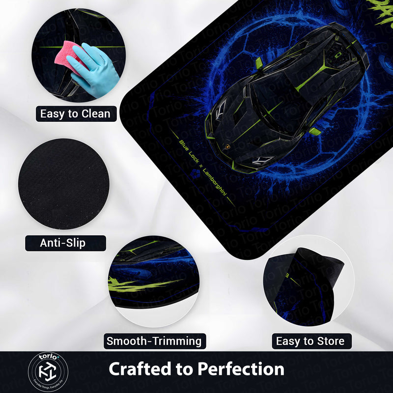 Predator Mode Lamborghini Area flat Rug | Blue Lock x Lamborghini Inspired Gaming flat Rug | Anti-Slip 3 mm Large Floor Mat for Bedroom, Gaming Room & Car Enthusiast Decor