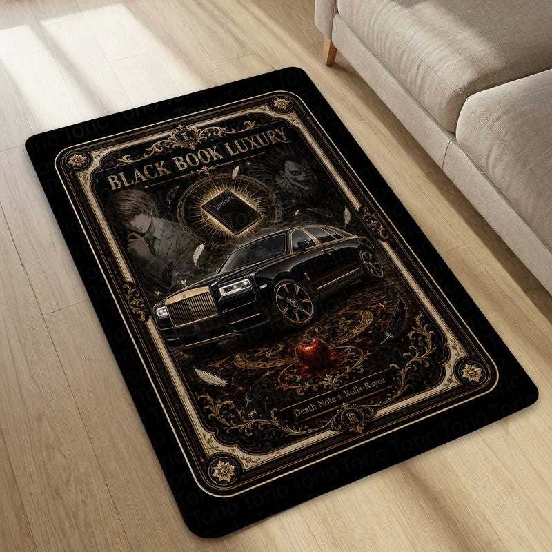Black Book Luxury Area flat Rug | Death Note x Rolls-Royce Premium Gaming flat Rug | Anti-Slip 3 mm Large Floor Mat for Bedroom, Gaming Room & Anime Decor