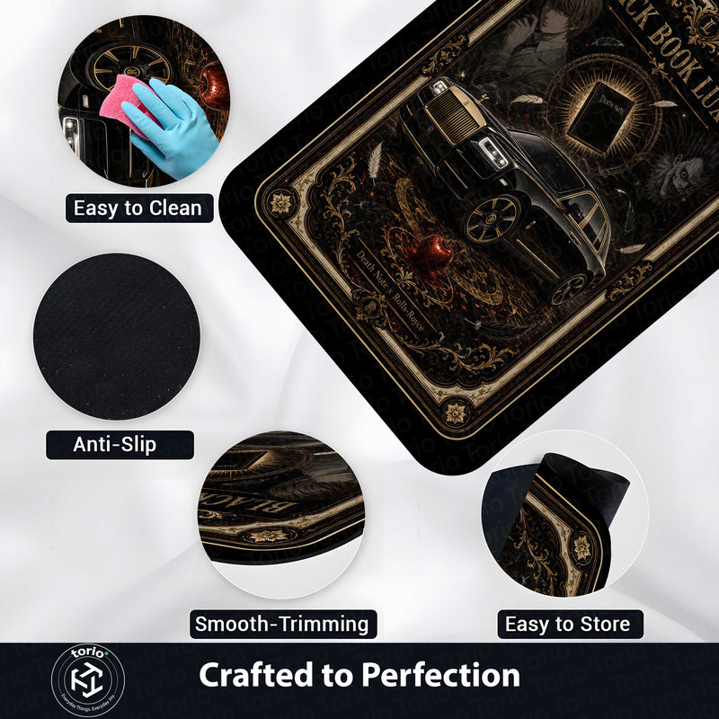 Black Book Luxury Area flat Rug | Death Note x Rolls-Royce Premium Gaming flat Rug | Anti-Slip 3 mm Large Floor Mat for Bedroom, Gaming Room & Anime Decor