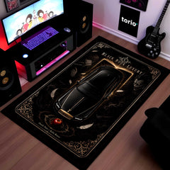Black Book Luxury Area flat Rug | Death Note × Rolls-Royce Premium Anime flat Rug | Dark Gothic Gaming Room Decor