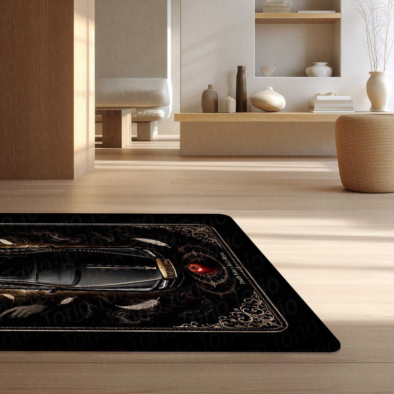Black Book Luxury Area flat Rug | Death Note × Rolls-Royce Premium Anime flat Rug | Dark Gothic Gaming Room Decor