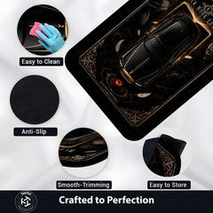 Black Book Luxury Area flat Rug | Death Note × Rolls-Royce Premium Anime flat Rug | Dark Gothic Gaming Room Decor