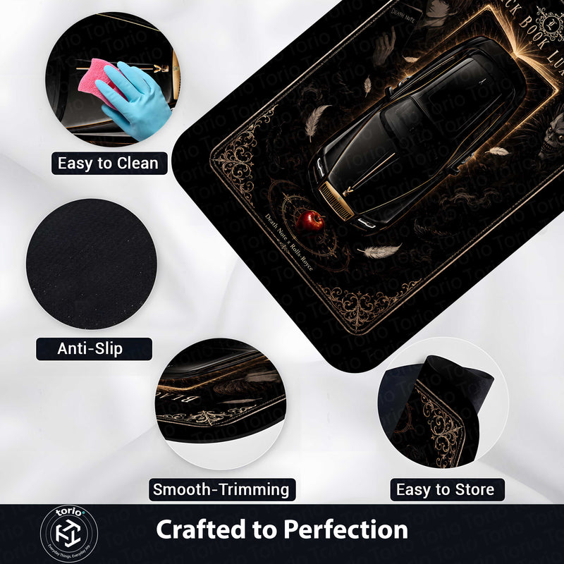 Black Book Luxury Area flat Rug | Death Note × Rolls-Royce Premium Anime flat Rug | Dark Gothic Gaming Room Decor