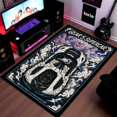 Gear 5 Supercar Area flat Rug | One Piece × Lamborghini Premium Anime flat Rug | Cloud Power Gaming Room Decor