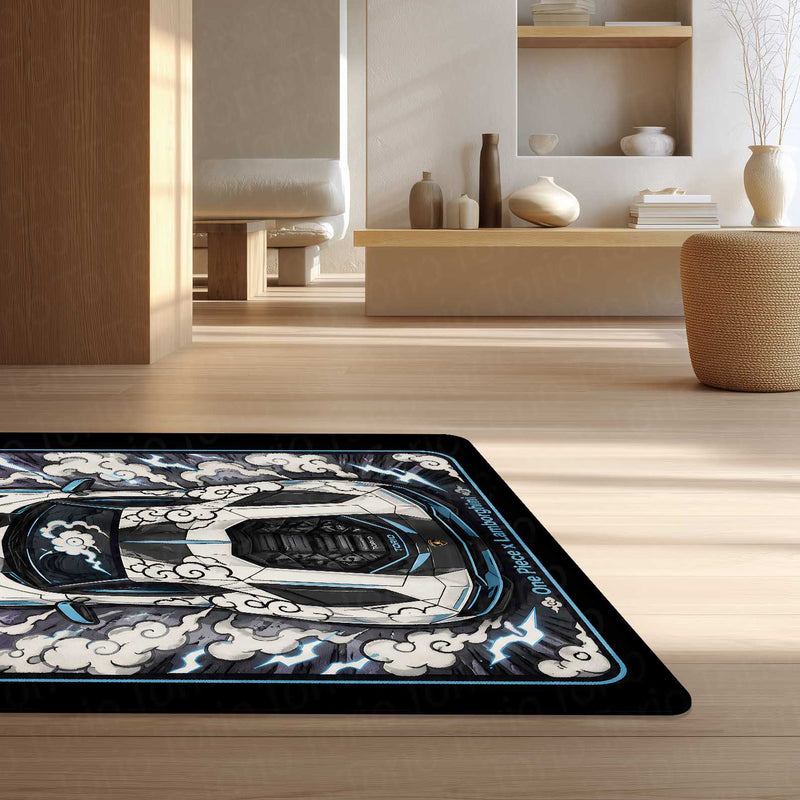 Gear 5 Supercar Area flat Rug | One Piece × Lamborghini Premium Anime flat Rug | Cloud Power Gaming Room Decor