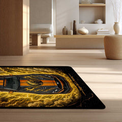 Super Saiyan Muscle Area flat Rug | Dragon Ball Z × Mustang Premium Anime flat Rug | Golden Energy Gaming Room Decor