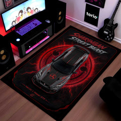Sharingan Street Beast Area flat Rug | Naruto x Nissan GTR Inspired Gaming flat Rug | Anti-Slip 3 mm Large Floor Mat for Bedroom, Gaming Room & JDM Car Decor