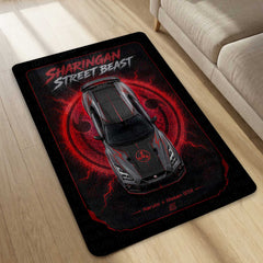 Sharingan Street Beast Area flat Rug | Naruto x Nissan GTR Inspired Gaming flat Rug | Anti-Slip 3 mm Large Floor Mat for Bedroom, Gaming Room & JDM Car Decor