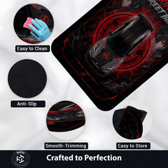 Sharingan Street Beast Naruto x Nissan GTR Area flat Rug | Anime JDM Gaming flat Rug | Anti-Slip 3 mm Large Floor Mat for Bedroom, Gaming Room & Car Enthusiast Decor