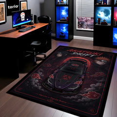 Akatsuki Drift Toyota Supra Area flat Rug | Naruto Inspired JDM Gaming flat Rug | Anti-Slip 3 mm Large Floor Mat for Bedroom, Gaming Room & Anime Car Decor
