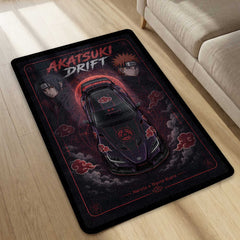 Akatsuki Drift Toyota Supra Area flat Rug | Naruto Inspired JDM Gaming flat Rug | Anti-Slip 3 mm Large Floor Mat for Bedroom, Gaming Room & Anime Car Decor