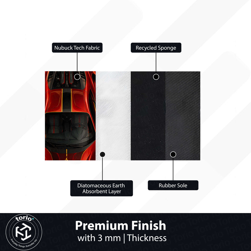 Flame Redline Ferrari Area flat Rug | Demon Slayer Rengoku Inspired Gaming flat Rug | Anti-Slip 3 mm Large Floor Mat for Bedroom, Gaming Room & Anime Car Decor