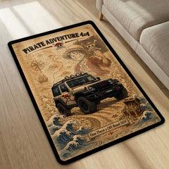 Pirate Adventure 4x4 Area flat Rug | One Piece Luffy Off-Road SUV Gaming flat Rug | Anti-Slip 3 mm Large Floor Mat for Bedroom, Gaming Room & Anime Decor