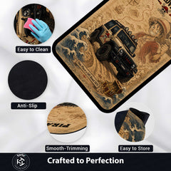 Pirate Adventure 4x4 Area flat Rug | One Piece Luffy Off-Road SUV Gaming flat Rug | Anti-Slip 3 mm Large Floor Mat for Bedroom, Gaming Room & Anime Decor