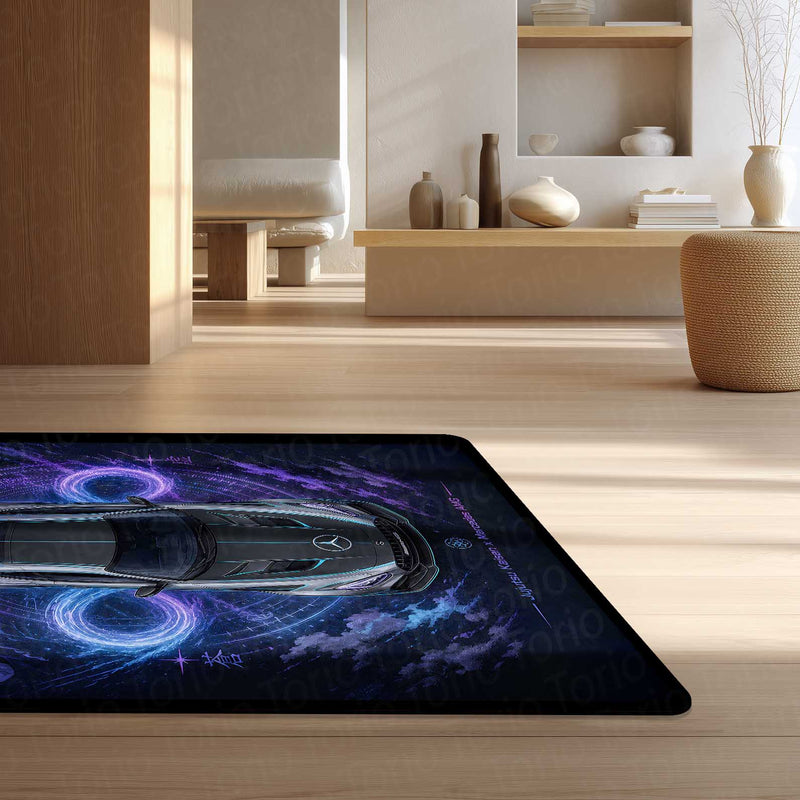 Limitless Area flat Rug | Jujutsu Kaisen x Mercedes AMG Gaming flat Rug | Anti-Slip 3 mm Large Floor Mat for Bedroom, Gaming Room & Anime Car Decor