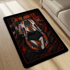 Devil Hunter Area flat Rug | Chainsaw Man x Lamborghini Supercar Gaming flat Rug | Anti-Slip 3 mm Large Floor Mat for Bedroom, Gaming Room & Anime Decor