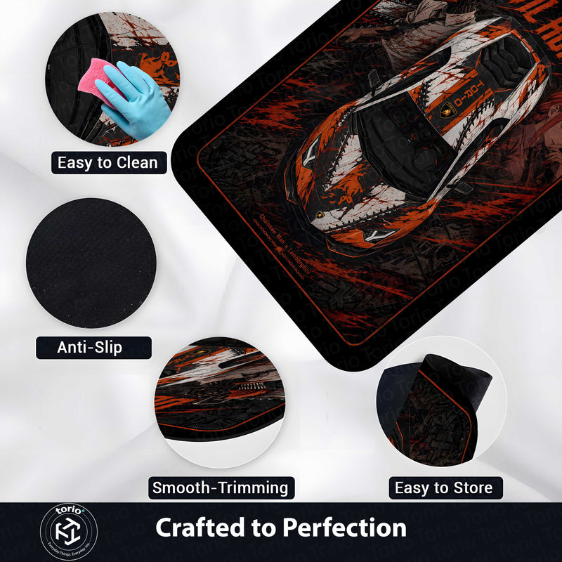 Devil Hunter Area flat Rug | Chainsaw Man x Lamborghini Supercar Gaming flat Rug | Anti-Slip 3 mm Large Floor Mat for Bedroom, Gaming Room & Anime Decor
