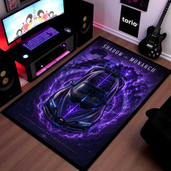 Shadow Monarch Area flat Rug | Solo Leveling x Bugatti Hypercar Gaming flat Rug | Anti-Slip 3 mm Large Floor Mat for Bedroom, Gaming Room & Anime Decor