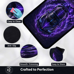 Shadow Monarch Area flat Rug | Solo Leveling x Bugatti Hypercar Gaming flat Rug | Anti-Slip 3 mm Large Floor Mat for Bedroom, Gaming Room & Anime Decor