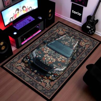 Toyota Fortuner Front View Floor Mat | Persian Floral SUV Luxury Rug | Anti-Slip 3mm Absorbent Premium Car Design Mat for Home & Office