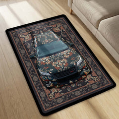 Toyota Fortuner Front View Floor Mat | Persian Floral SUV Luxury Rug | Anti-Slip 3mm Absorbent Premium Car Design Mat for Home & Office