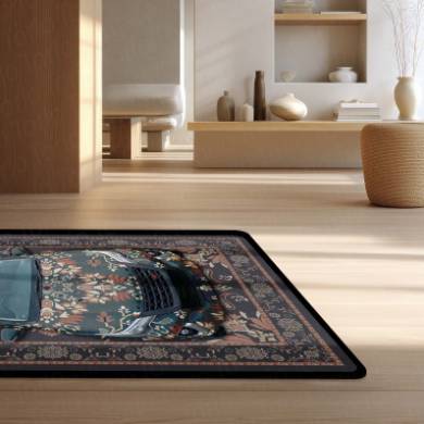 Toyota Fortuner Front View Floor Mat | Persian Floral SUV Luxury Rug | Anti-Slip 3mm Absorbent Premium Car Design Mat for Home & Office