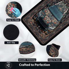 Toyota Fortuner Front View Floor Mat | Persian Floral SUV Luxury Rug | Anti-Slip 3mm Absorbent Premium Car Design Mat for Home & Office