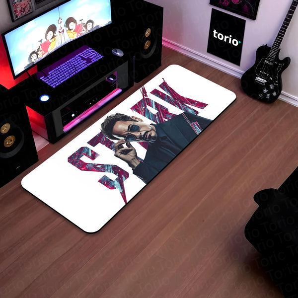 Tony Stark Iron Man Bedside Runner Flat Rug | Marvel Superhero Bedroom Runner Rug for Gaming Room & Modern Decor