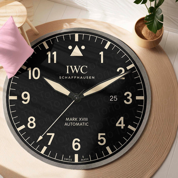 IWC Pilot Watch Dial Round Flat Rug | Aviation-Inspired Luxury Watch Dial Flat Rug | Premium Horology Round Floor Decor