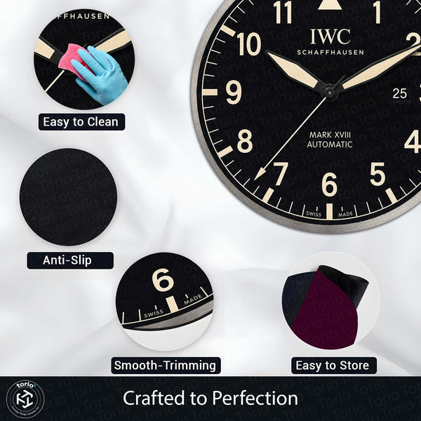 IWC Pilot Watch Dial Round Flat Rug | Aviation-Inspired Luxury Watch Dial Flat Rug | Premium Horology Round Floor Decor