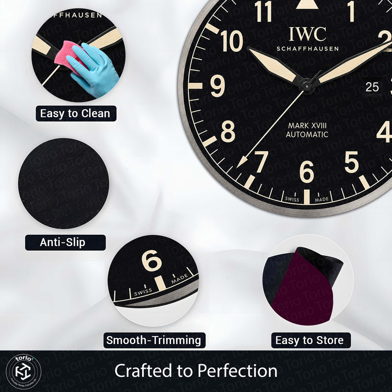 IWC Pilot Watch Dial Round Flat Rug | Aviation-Inspired Luxury Watch Dial Flat Rug | Premium Horology Round Floor Decor