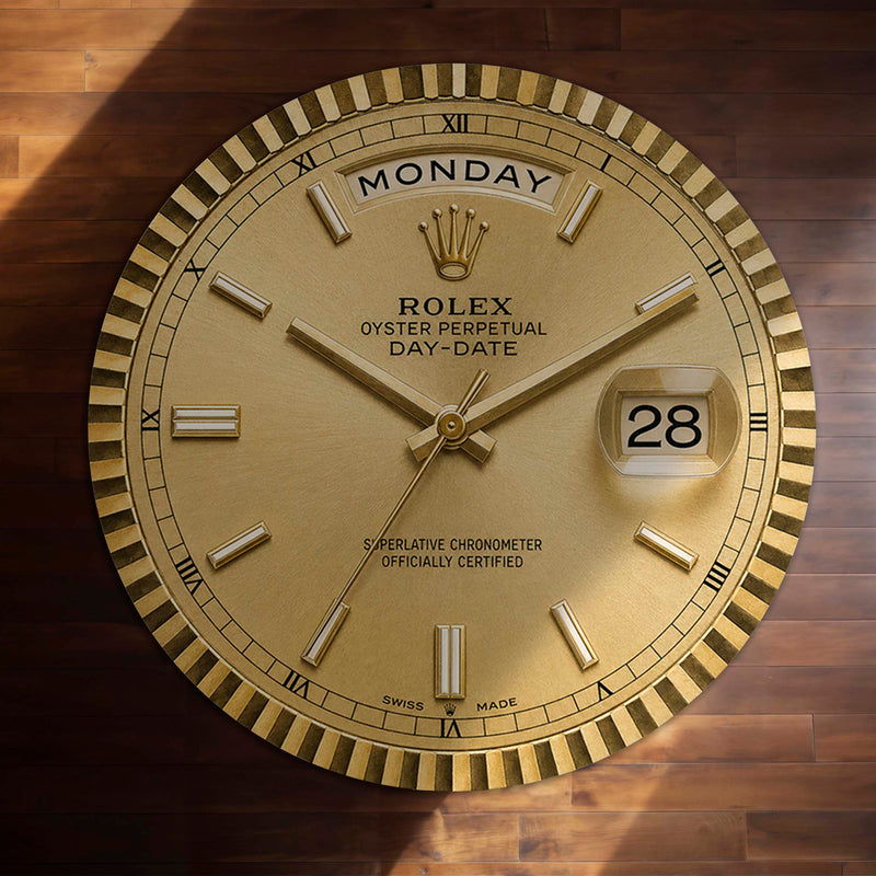 Rolex Day-Date President Dial Round Flat Rug | Luxury Gold Watch Dial Flat Rug | Premium Presidential Round Floor Decor