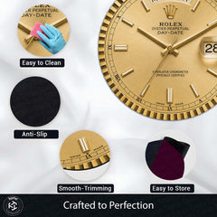 Rolex Day-Date President Dial Round Flat Rug | Luxury Gold Watch Dial Flat Rug | Premium Presidential Round Floor Decor