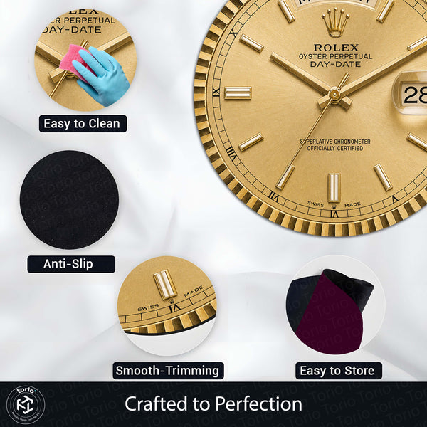 Rolex Day-Date President Dial Round Flat Rug | Luxury Gold Watch Dial Flat Rug | Premium Presidential Round Floor Decor
