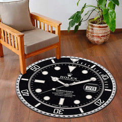 Rolex Submariner Dial Round Flat Rug | Luxury Dive Watch Dial Flat Rug | Premium Diver Watch Round Floor Decor