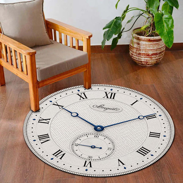 Breguet Classique Dial Round Flat Rug | Guilloché Luxury Watch Dial Flat Rug | Premium Heritage Horology Round Floor Decor