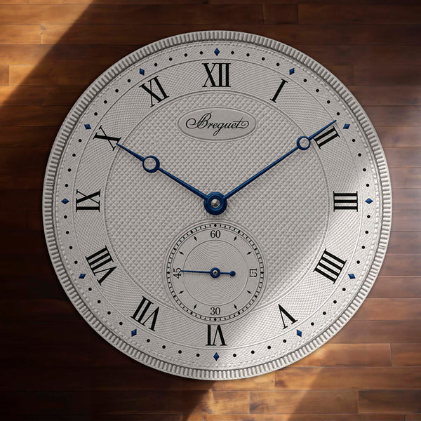 Breguet Classique Dial Round Flat Rug | Guilloché Luxury Watch Dial Flat Rug | Premium Heritage Horology Round Floor Decor