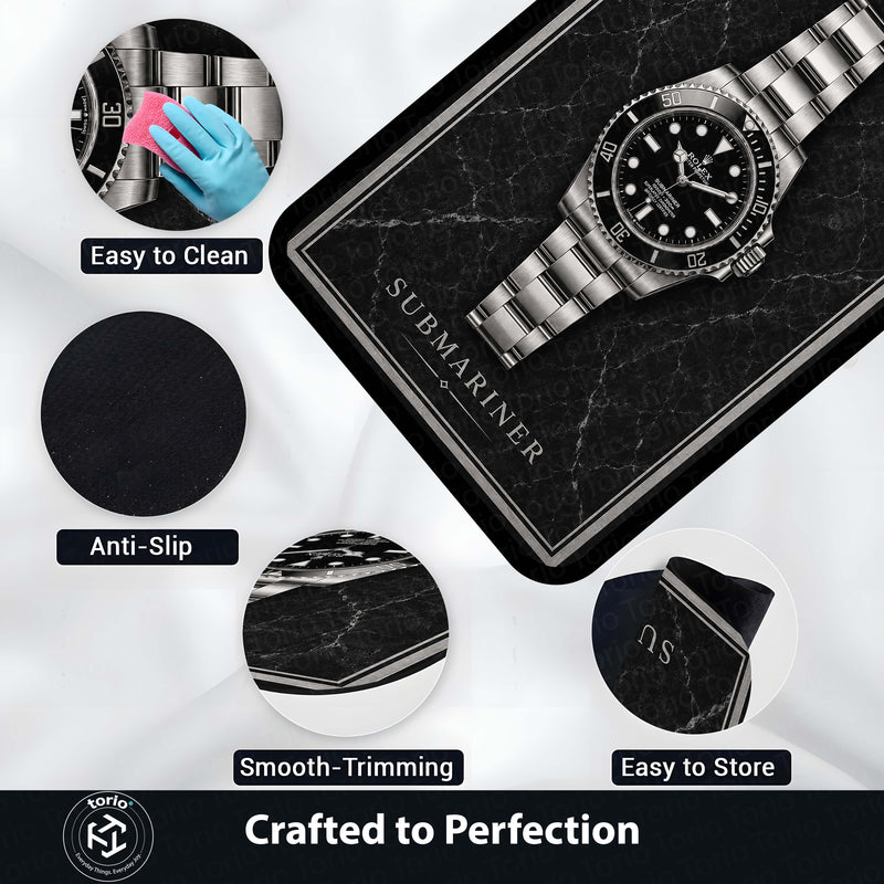 Submariner Luxury Flat Rug | Premium Dive Watch Inspired Flat Rug | Minimalist Watch Collector Home Decor