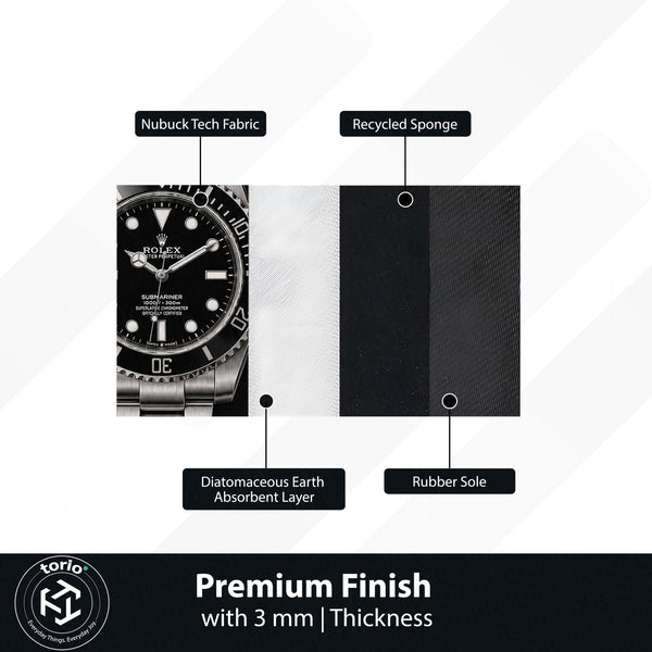 Submariner Luxury Flat Rug | Premium Dive Watch Inspired Flat Rug | Minimalist Watch Collector Home Decor