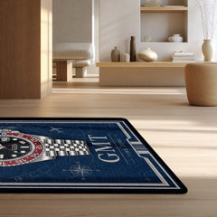GMT Master Luxury Flat Rug | Premium GMT Watch Inspired Flat Rug | Travel Time Zone Watch Home Decor