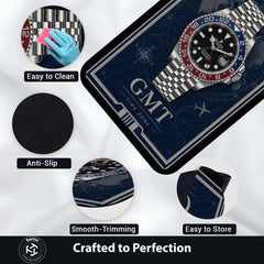 GMT Master Luxury Flat Rug | Premium GMT Watch Inspired Flat Rug | Travel Time Zone Watch Home Decor
