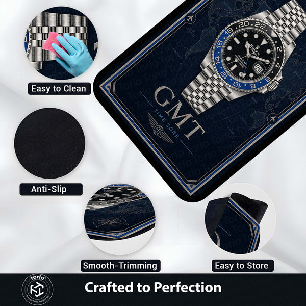 GMT Master Luxury Flat Rug | Premium GMT Watch Flat Rug | Luxury Travel Watch Area Rug | Time Zone Home Decor