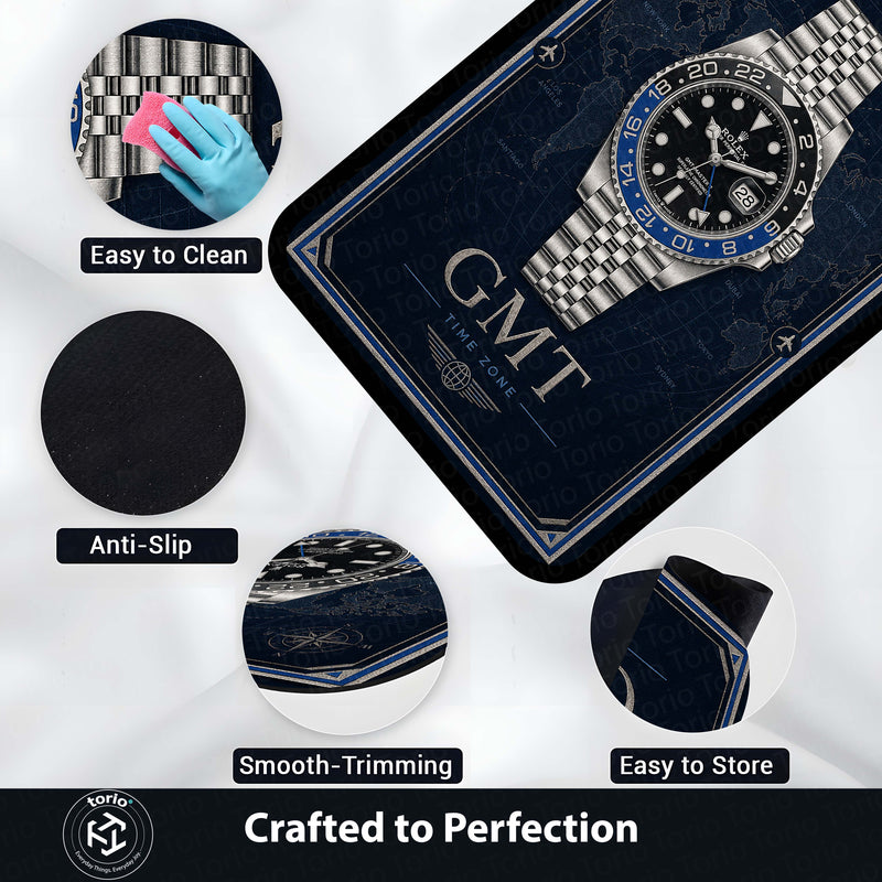 GMT Master Luxury Flat Rug | Premium GMT Watch Flat Rug | Luxury Travel Watch Area Rug | Time Zone Home Decor