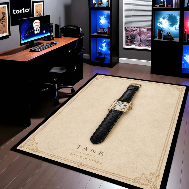 Tank Luxury Flat Rug | Premium Tank Watch Flat Rug | Classic Dress Watch Home Decor