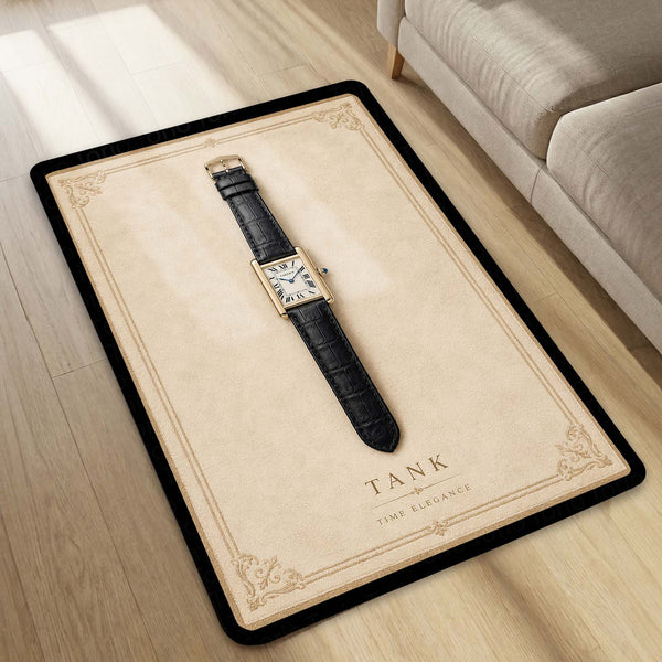 Tank Luxury Flat Rug | Premium Tank Watch Flat Rug | Classic Dress Watch Home Decor
