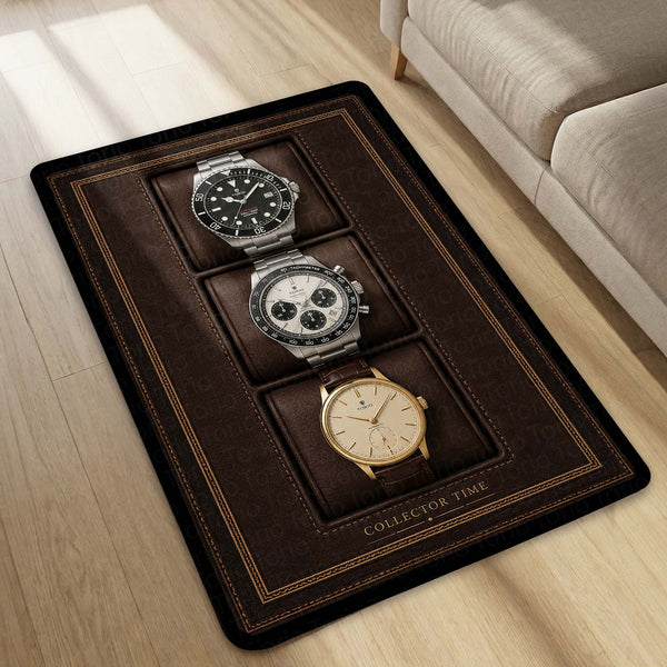 Collector Time Luxury Flat Rug | Premium Luxury Watch Collection Flat Rug | Watch Collector Home Decor
