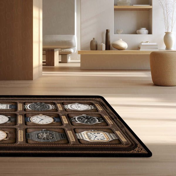 Collector Select Luxury Flat Rug | Premium Luxury Watch Collection Flat Rug | Horology Collector Home Decor