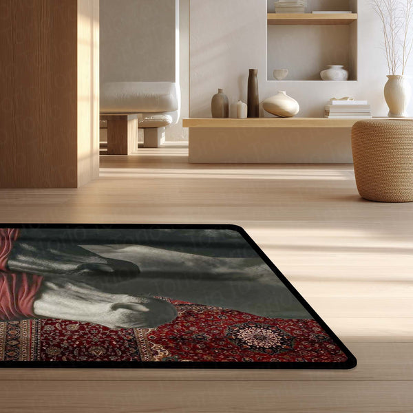 Black & White Horse with Red Blindfold Area Rug | Aesthetic Animal Floor Mat | Modern Artistic Rug for Bedroom, Living Room, Gaming Setup & Home Decor
