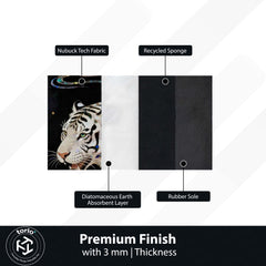White Tiger Luxury Area Rug with Iridescent Pearl Art | Premium Aesthetic Animal Floor Mat | Modern Designer Rug for Living Room, Bedroom, Gaming Setup & Home Decor